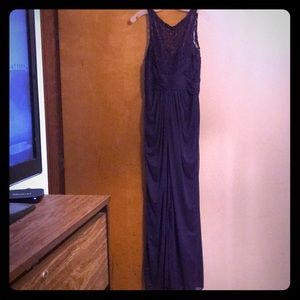 David’s Bridal bridesmaid dress in Regency color.